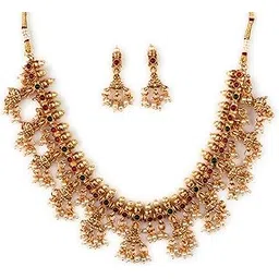 sasitrends Latest Traditional Temple Necklace Jewellery Set with Jhumka Earrings for Women and Girls-picture-20