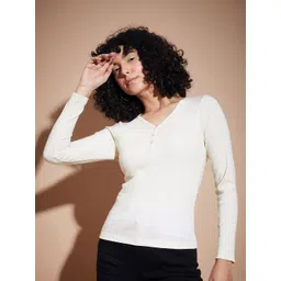 SASSAFRAS BASICS V-Neck Long Sleeves Ribbed Top-picture-27