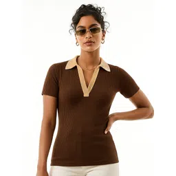 SASSAFRAS BASICS Women Polo Neck Cotton Ribbed Top-picture-28