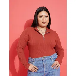SASSAFRAS Curve Plus Size Mock Collar Top-picture-33