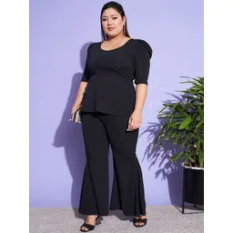 SASSAFRAS Curve Women Black Peplum Top With Pleat Trouser-picture-21