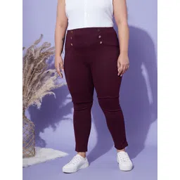 SASSAFRAS Curve Women Plus Size Mid-Rise Slim Fit Jeggings-picture-34