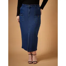 sassafras curve Women Solid A-line Dark Blue Skirt-picture-28