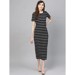 SASSAFRAS Black & White Striped T-shirt Dress-picture-14