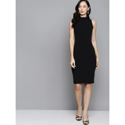 SASSAFRAS Black  High Neck Sleeveless Bodycon-picture-16