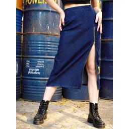 SASSAFRAS Denim A Line Slit Skirt-picture-13