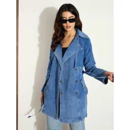 sassafras Denim Solid Coat For Women-picture-26