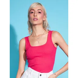 SASSAFRAS Magenta Square Neck Sleeveless Top-picture-18