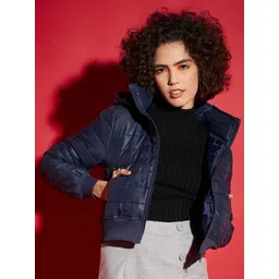 SASSAFRAS Navy Blue Hooded Cropped Puffer Jacket-picture-28