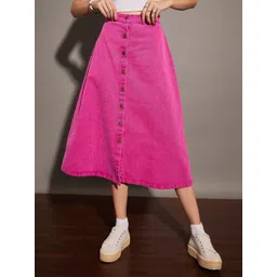 SASSAFRAS Washed Denim A-Line Skirt-picture-37