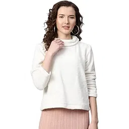 sassafras White High Neck Faux Fur Sweatshirt-picture-21