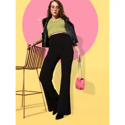 SASSAFRAS Women Black High-Rise Bootcut Trousers-picture-39