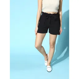 SASSAFRAS Women Black High-Rise Shorts-picture-42
