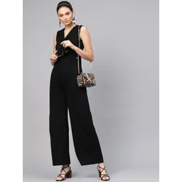 SASSAFRAS Women Black Solid Basic Jumpsuit-picture-18