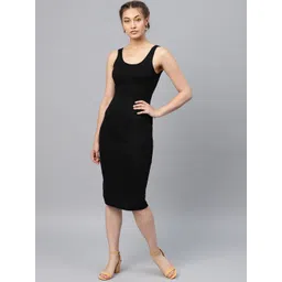 SASSAFRAS Women Black Solid Bodycon Dress-picture-29
