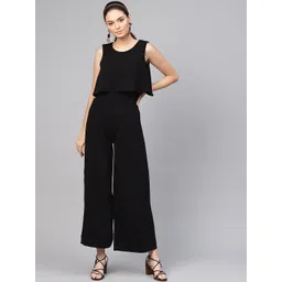 SASSAFRAS Women Black Solid Layered Basic Jumpsuit-picture-27