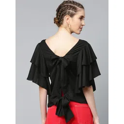 SASSAFRAS Women Black Solid Styled Back Top-picture-41