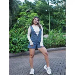 SASSAFRAS Women Blue Solid Twofer Take Dungaree-image-45