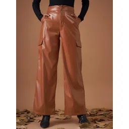 SASSAFRAS Women Brown Straight Fit Cargos Trousers-picture-30
