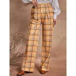 SASSAFRAS Women Checked Relaxed High-Rise Trouser-picture-16