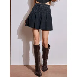 SASSAFRAS Women Denim A-Line Mini Skirts-picture-34