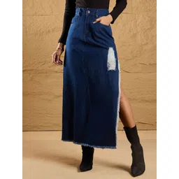 SASSAFRAS Women Distressed A-Line Maxi Skirt-picture-26