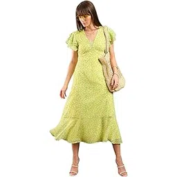 sassafras Women Ditsy Floral Flared Sleeve Midi Dress-picture-44