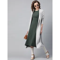 SASSAFRAS Women Grey Solid Open Front Longline Shrug-picture-11