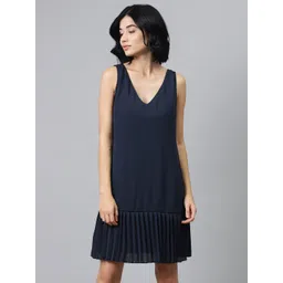 SASSAFRAS Women Navy Blue Solid Drop-Waist Dress-picture-29