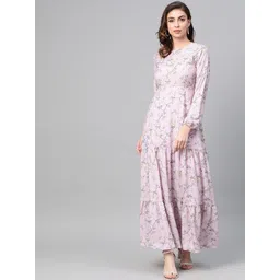 SASSAFRAS Women Pink & Green Printed Maxi Dress-picture-17