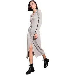 sassafras Women Rib Front Button Midi Dress-picture-30