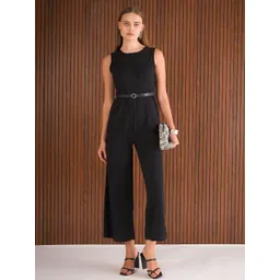 SASSAFRAS Women Round Neck SleevelessBasic Jumpsuit-picture-25