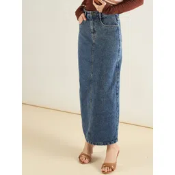 sassafras Women Solid Flared Blue Skirt-picture-20