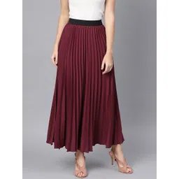 sassafras Women Solid Regular Maroon Skirt-picture-21