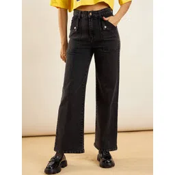 SASSAFRAS Women Straight Fit High-Rise Clean Look Acid Wash Stretchable Jeans-picture-41