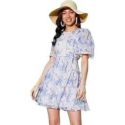 sassafras Women's Chiffon Above The Knee Skater Dress-picture-38