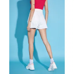 sassafras Solid Women Denim White Denim Shorts image 2