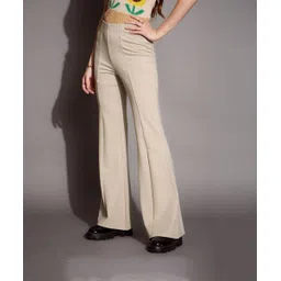Women Relaxed Beige Polycotton Trousers-image-26