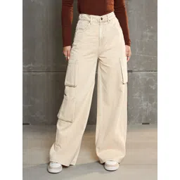 Women Relaxed Fit Mid Rise Beige Jeans-image-36