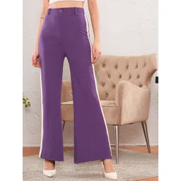 SASSAFRAS worklyf Women High-Rise Easy Wash Flared Parallel Trousers-picture-24