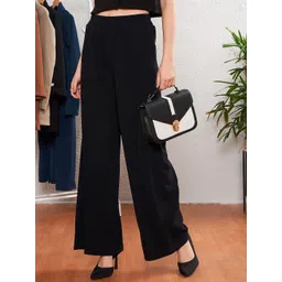 SASSAFRAS worklyf Women High-Rise Straight Fit Easy Wash Parallel Trousers-picture-32