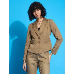 sassafras worklyf Women Solid Single Breasted Casual Blazer-picture-10