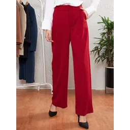 SASSAFRAS worklyf Women Straight Fit Easy Wash Formal Trousers-picture-30