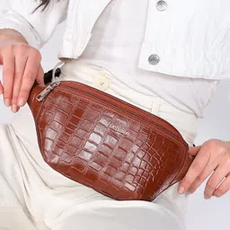 Sassora Genuine Premium Leather Adjustable Strap Unisex Brown Beltbag WB62913 Waist Bag-picture-10