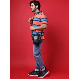 Sassora Black Animal Textured Leather Structured Sling Bag-picture-34