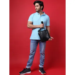 Sassora Black Animal Textured Leather Structured Sling Bag-picture-35