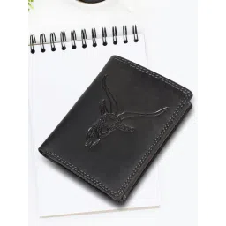 SASSORA Black ARLO Textured Small Leather Bi-Fold Wallet-picture-13