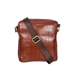 SASSORA Brown Textured Medium Cross Body Bag image 1