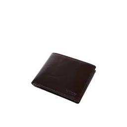 Sassora Men Brown Zip Detail Leather Two Fold Wallet image 3