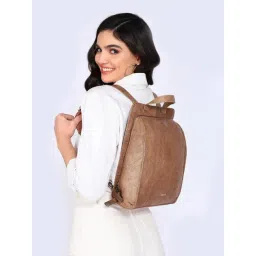 SASSORA MOSS Peach Leather Textured Medium Backpack - 55 Ltrs-picture-14